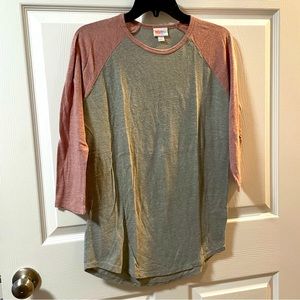 Lularoe Randy Gray with Heathered pink sleeves Size S